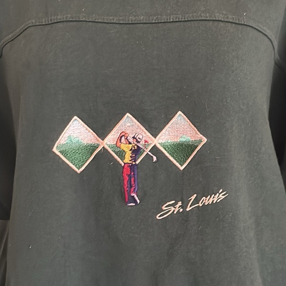 Vintage Embroidered Golf St. Louis Sweatshirt Forest Green Large - Picture 2 of 8